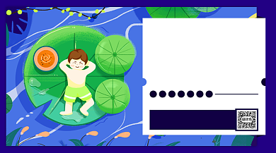 夏至手绘风卡通横版手机海报背景