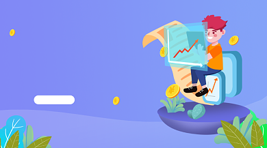 理财收益手绘插画手机横图背景