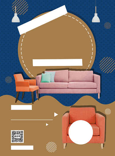 蓝色简约618装修家居限时促销海报背景