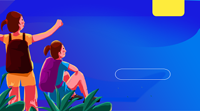 旅游出行景点手绘插画手机横图背景