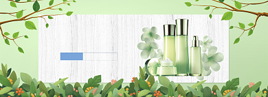 绿色小清新化妆品立夏促销banner背景