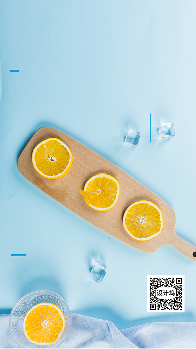 蓝色简约立夏节气海报背景