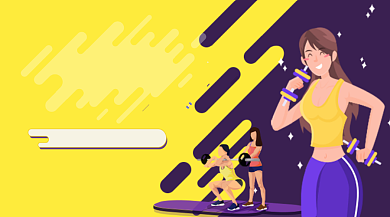 全民健身简约插画手机横图背景