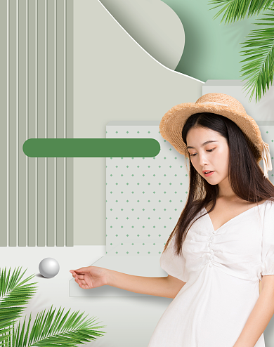 绿色简约清新夏季夏日女装海报背景