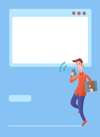 蓝色扁平风简约互联网IT招聘印刷海报背景