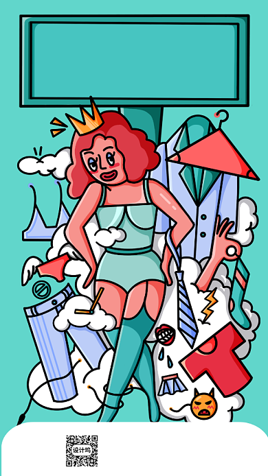 涂鸦风手绘绿色服装促销海报背景