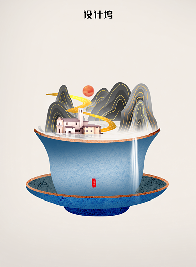 新中式简约大气东方意趣房地产海报背景