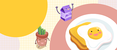 早安你好早餐插画公众号首图背景