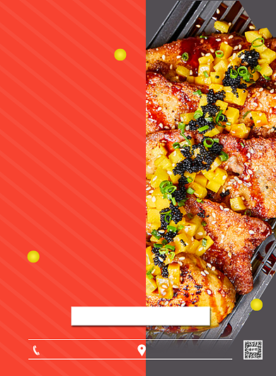 橙色扁平化时尚铁板烧美食促销海报背景