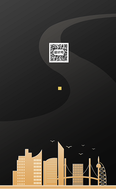 个性大气黑金房地产竖版名片模板背景