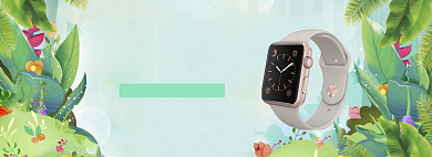 清新手绘五一电子表促销banner背景