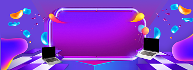 电商618促销炫彩紫色banner背景