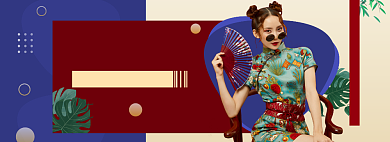 年中盛典国潮女装海报背景