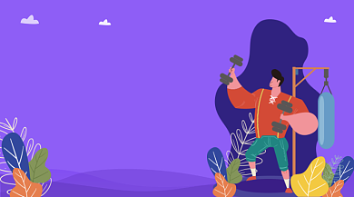 运动健康手绘插画手机横图背景