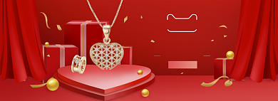 红色时尚520首饰促销banner背景