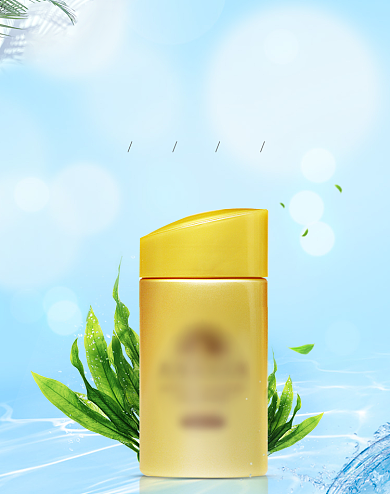 清爽夏季简约美妆护肤防晒霜海报背景