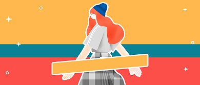 创意插画甜酷女孩穿搭指南公众号封面背景