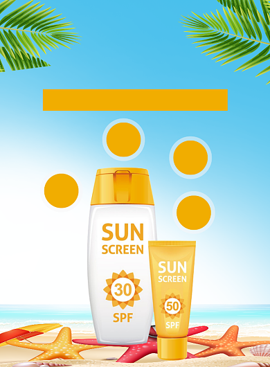 清新简约风格夏防晒产品宣传印刷海报背景