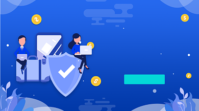 理财资金安全蓝色插画手机横图背景