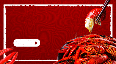 麻辣小龙虾美食促销红色简约手机横图背景