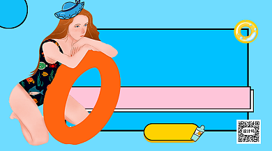 夏日泳装爬梯游泳馆手机海报背景