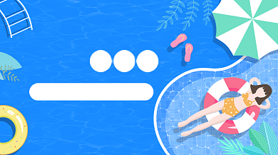 游泳培训班招生手绘插画手机横图背景