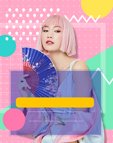 孟菲斯风格酷夏清仓女装清新背景