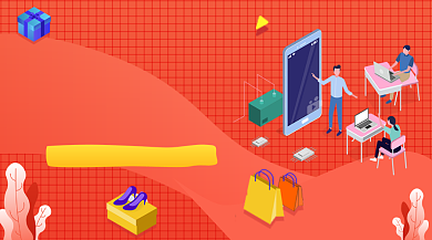 618卖货直播红色插画手机横图背景