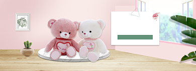 粉色调儿童节玩具熊促销banner背景