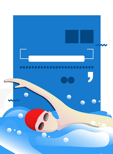 蓝色卡通游泳健身俱乐部宣传海报背景