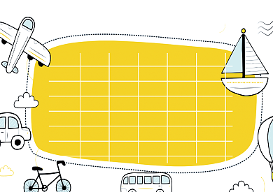 黄色手绘卡通课程表小报背景