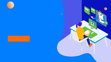 线上招聘会简约插画手机横图背景