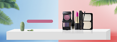 清新五一化妆品粉底促销banner背景