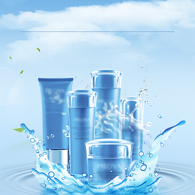 蓝色调立夏化妆品五折直通车背景