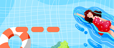 游泳安全知识蓝色卡通新媒体配图背景