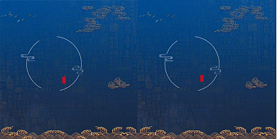 蓝金色中国风茶道手提袋包装背景