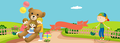 六一儿童节卡通促销banner背景