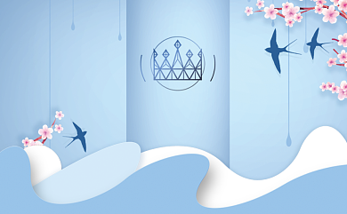 蓝色卡通小清新名片背景