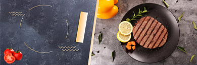 深色大气美团牛排海报背景