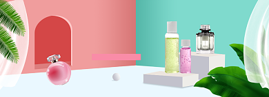 小清新520化妆品促销banner背景