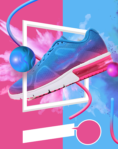 撞色潮牌运动鞋海报背景