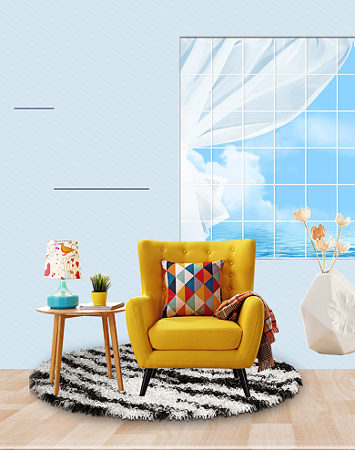 天猫淘宝家装节时尚小清新简约家具海报背景