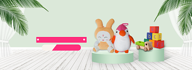 绿色清新玩具六一促销banner背景