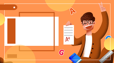 高考英语培训班橙色插画手机横图背景