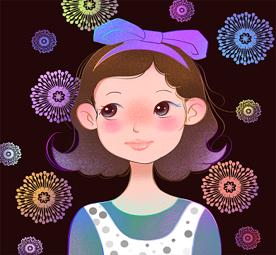 炫彩可爱清新萌系小姑娘朋友圈封面背景