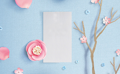 蓝色小清新名片模板背景