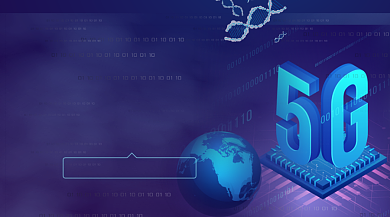 5G极速时代蓝色科技手机横图背景