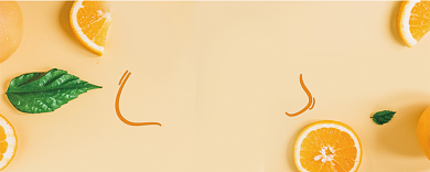 橙色新鲜水果优惠券背景