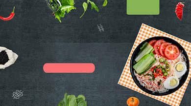 美食促销活动黑色简约手机横图背景