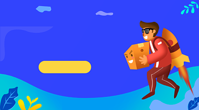 快递包裹速递手绘插画手机横图背景